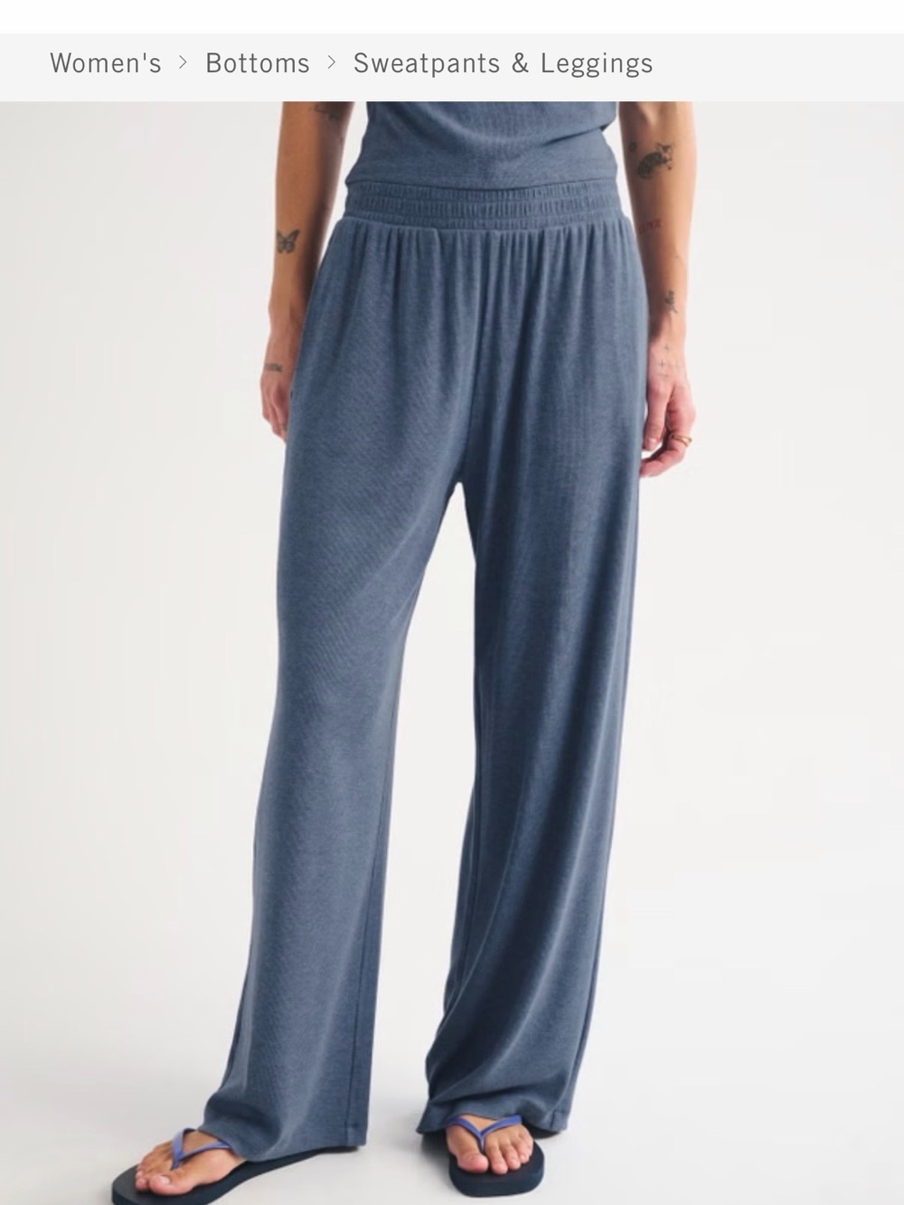 Abercrombie & Fitch Wide-Leg Lounge Pants set in Slate Blue